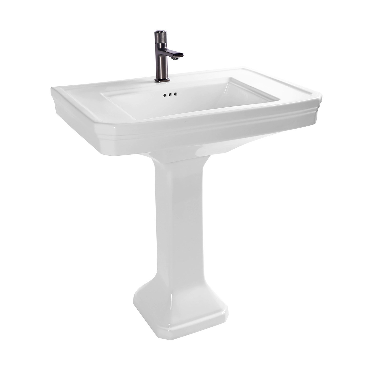 Bathroom ceramic sink freestanding washbasin CUPC CE ISO9001 certified vitreous china pedestal sink MB-2061, produced by Meilong Ceramics - Professional bathroom sink manufacturer in China
